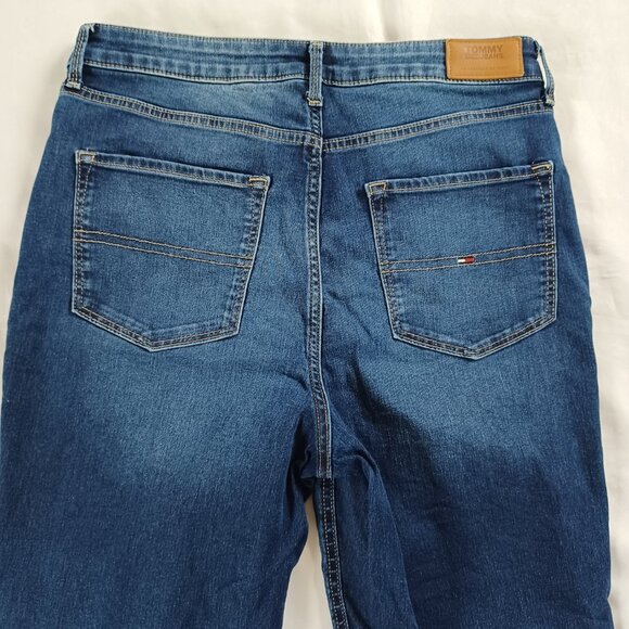 Tommy Jeans Straight Highrise Ankle Dark Wash Stretch Raw Hem Size 12 Size 31 - Picture 5 of 12